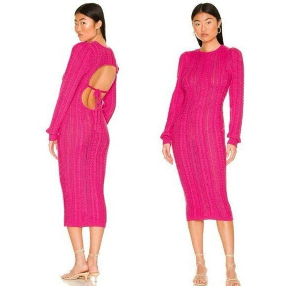 MAJORELLE Sasi Cable Knit Dress in Magenta